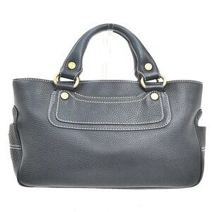 CELINE Logo Macadam Boogie Tote Hand Bag Leather Navy Blue GHW Italy 80MA323